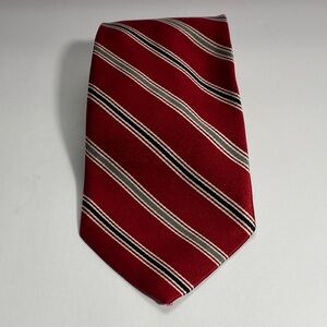Robert Talbott Best of Class silk repp stripe tie in red, silver, and black.
